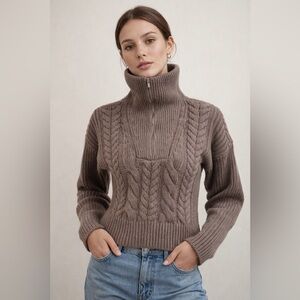 ABERCROMBIE & FITCH || Taupe Cable Knit Turtleneck Sweater. Sz. S
